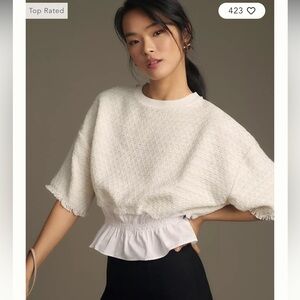 Women’s Maeve Tweed Ruffle Twofer Blouse Size Medium